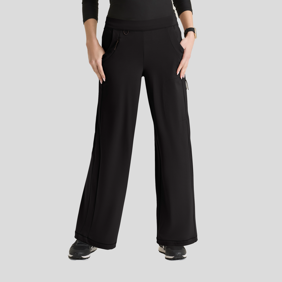 Crystal 7-Pocket Elastic Waistband Wide Leg Pant | Black