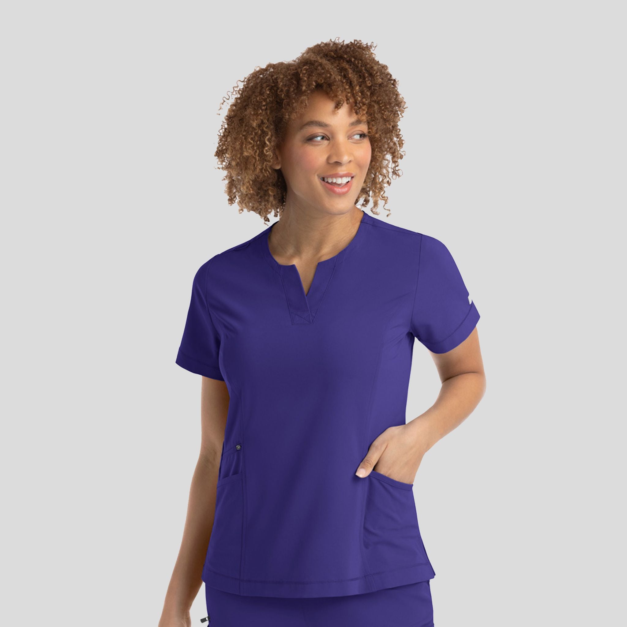 Notched Crew Neck Top | Grape