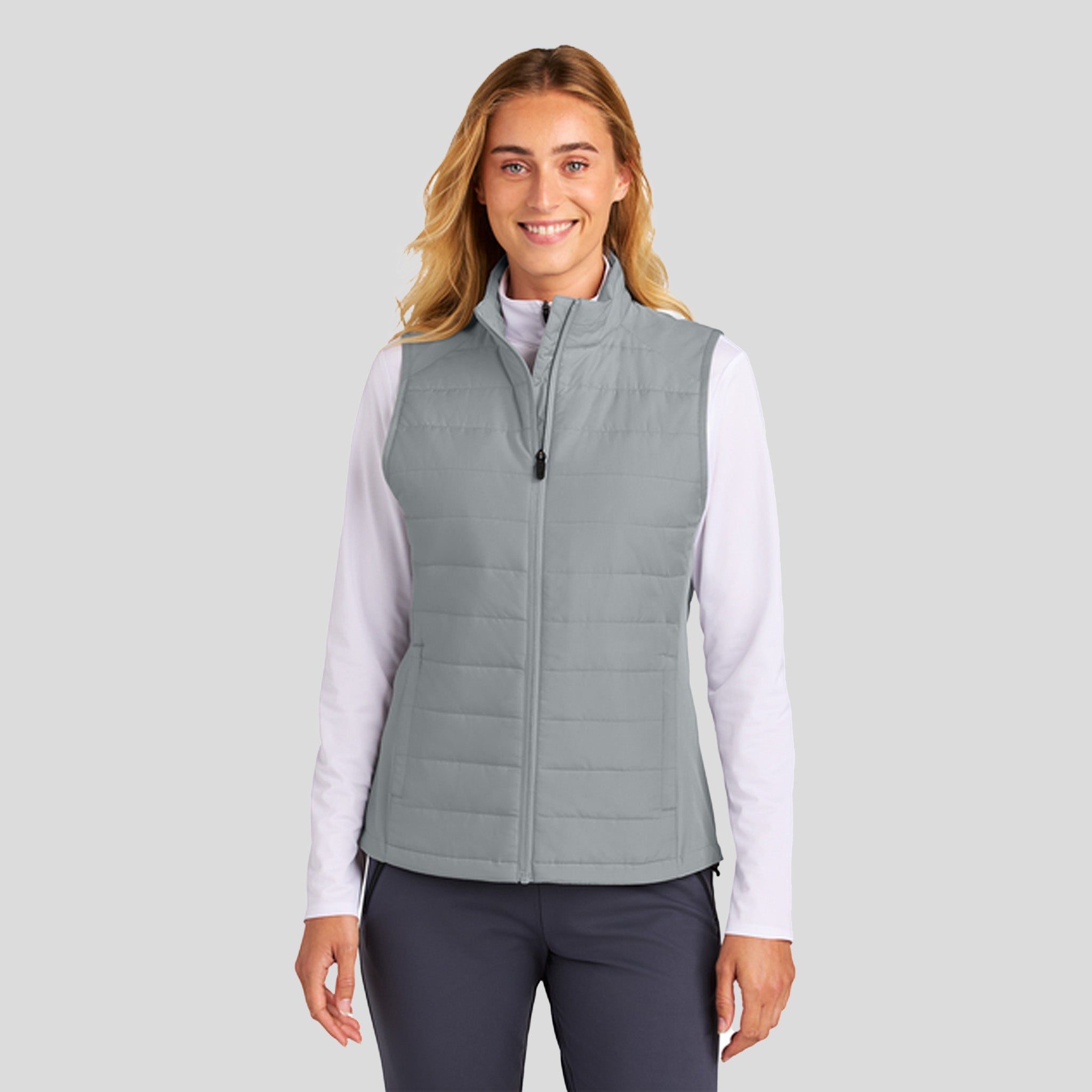Womenโs Teknical Hybrid Vest | Silver