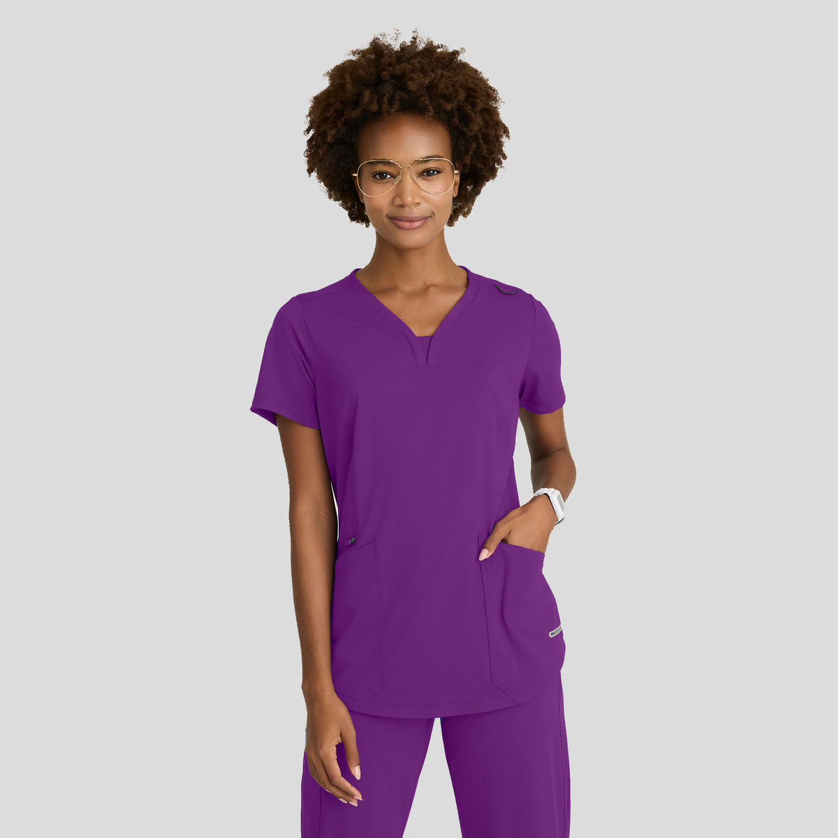 Serene 3-Pocket V-Neck Top | Violet Burst