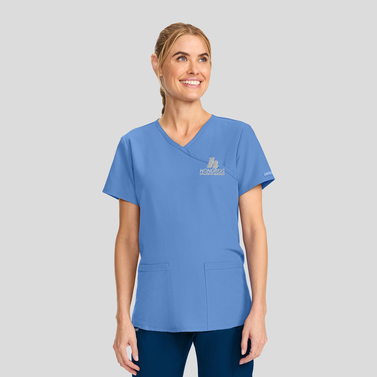 Hondros Maternity 2-Pocket Mock Wrap Scrub Top | Ciel