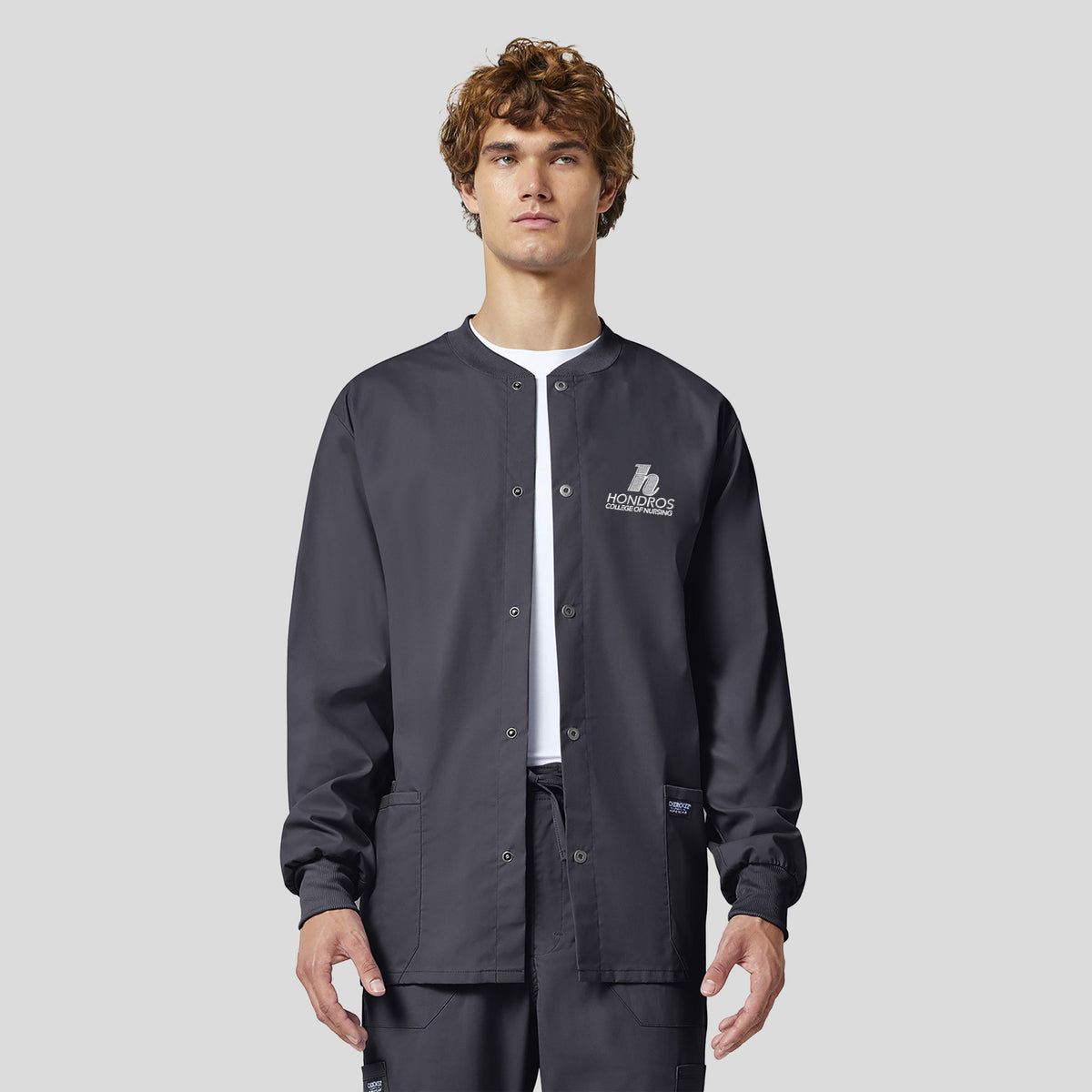 Hondros Men's Snap Front Warm-Up Jacket | Pewter