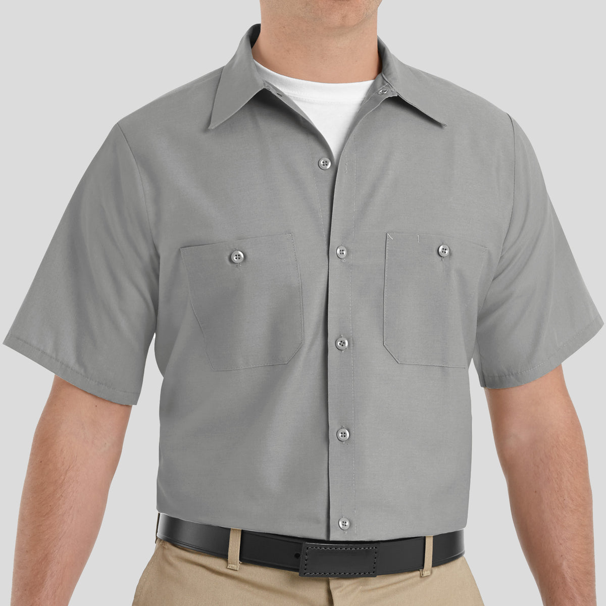 Men's Short Sleeve Industrial Work Shirt | Light Grey