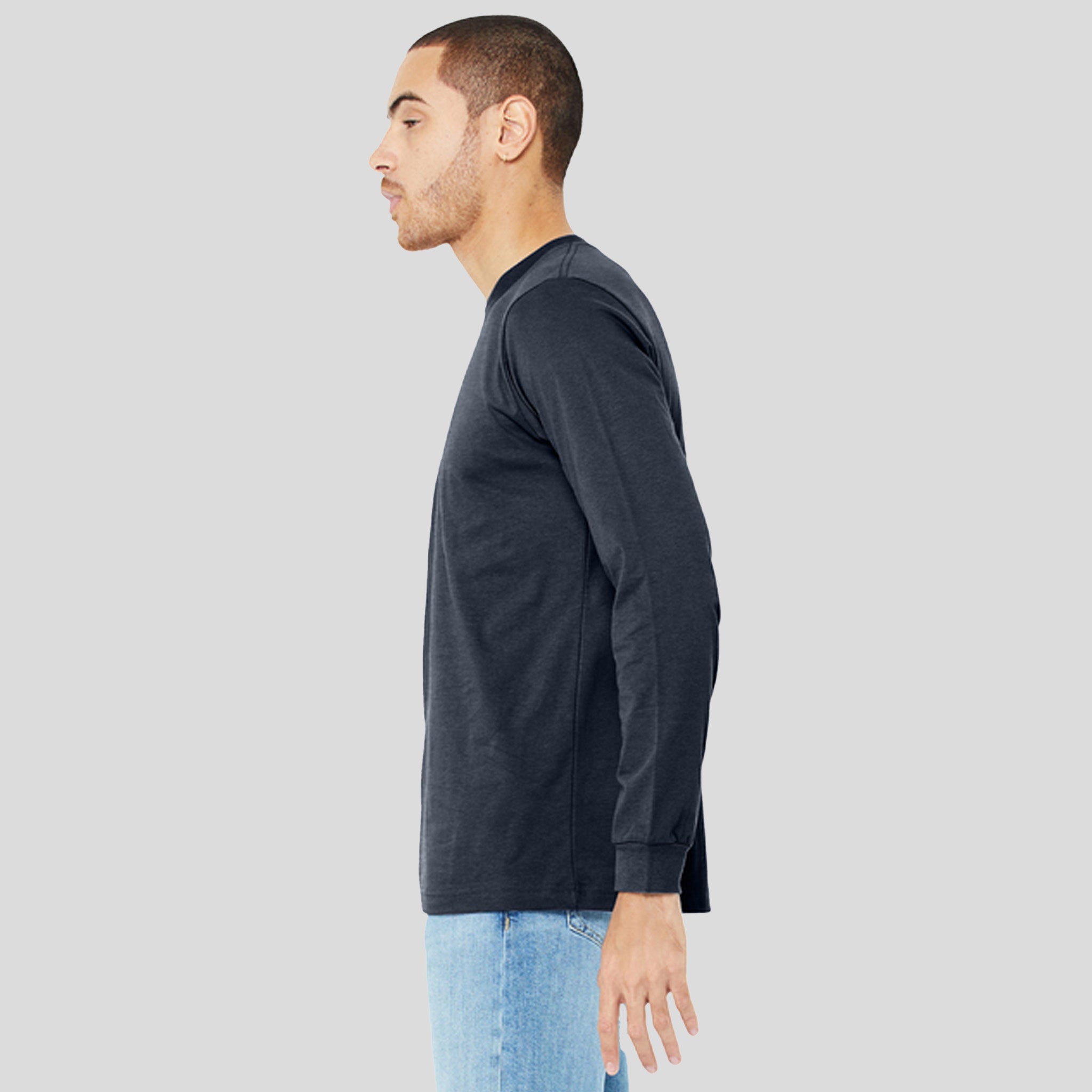 Unisex Heather CVC Long Sleeve Tee | Heather Midnight Navy