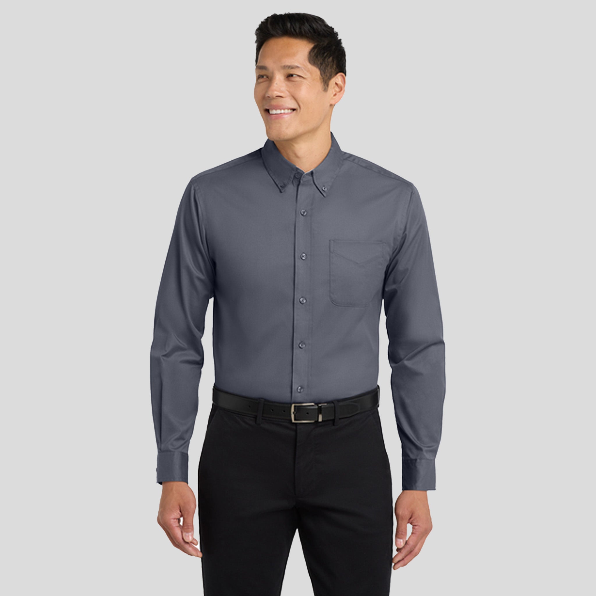 Long Sleeve Easy Care Shirt | Steel Grey/Light Stone