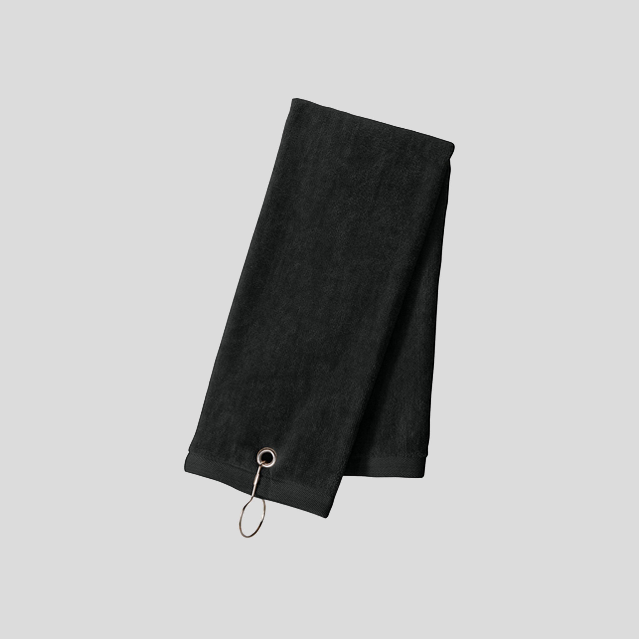 Grommeted Tri-Fold Golf Towel | Black